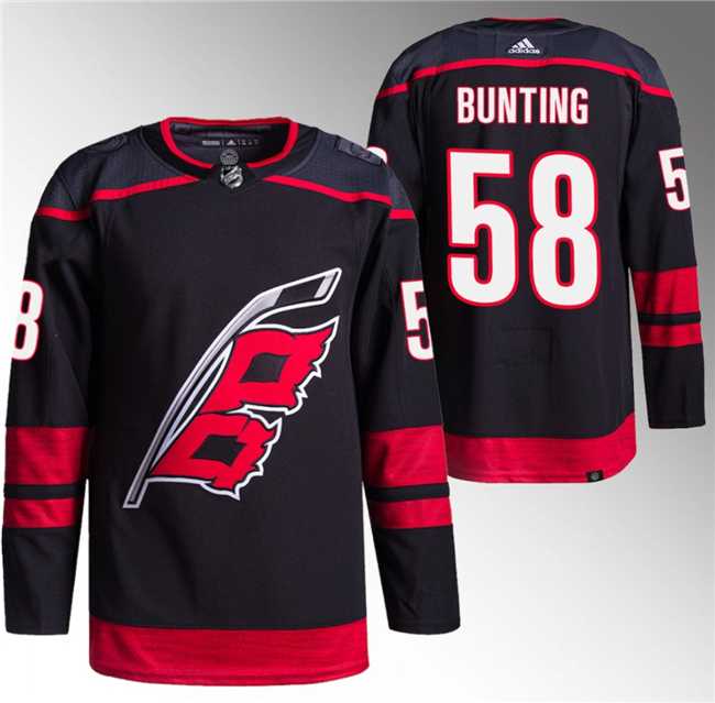 Mens Carolina Hurricanes #58 Michael Bunting Black Stitched Jersey